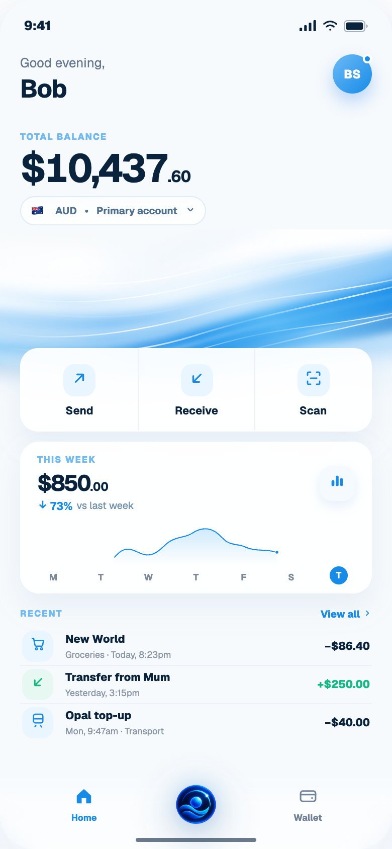 Dua wallet home screen